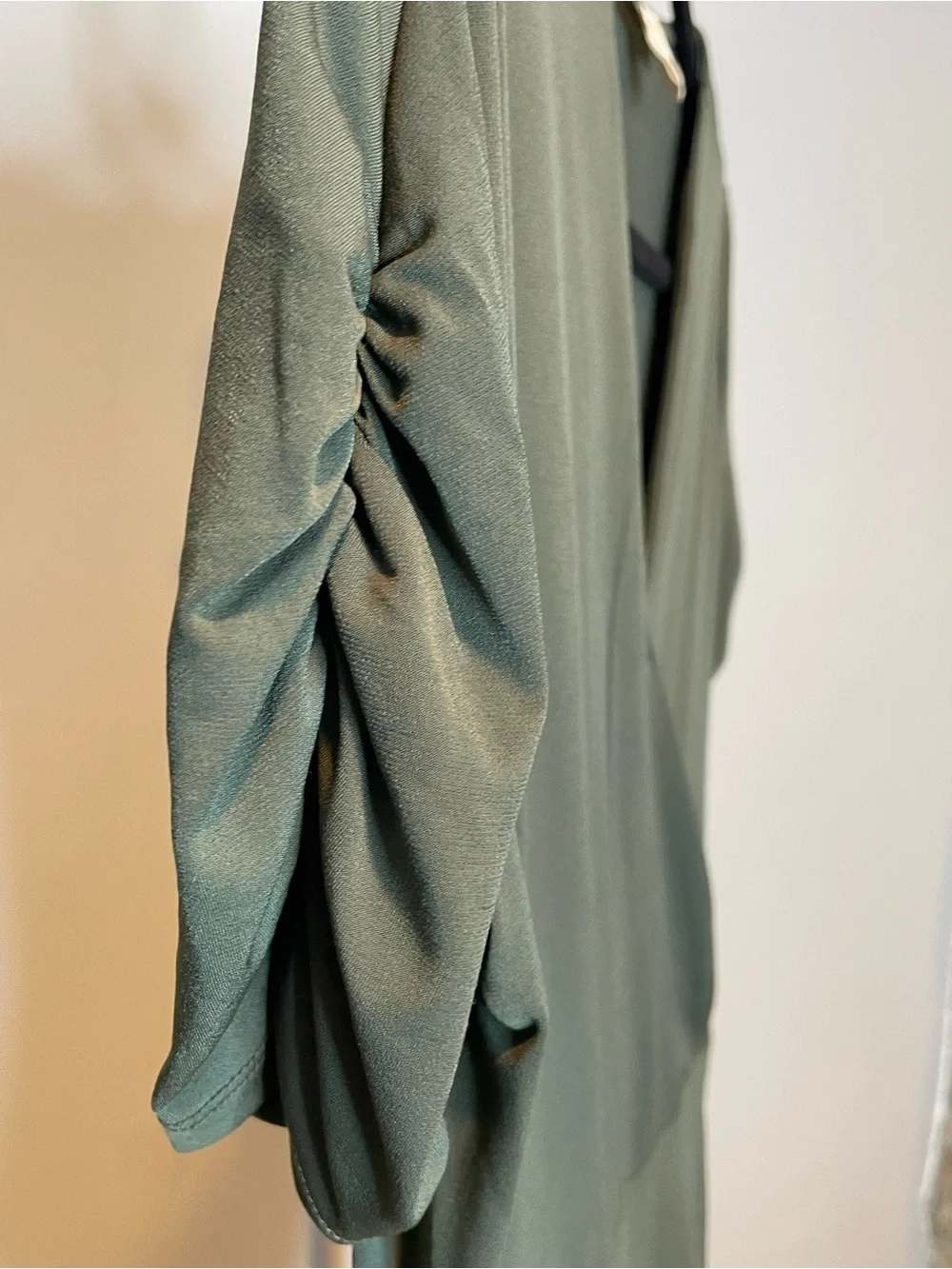 Michael Kors Olive Ruched Faux Wrap Dress - Medium
